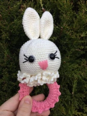 Tavşancık Çıngırak Amigurumi Organik Oyuncak - 1