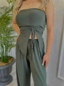 Kadın Büzgülü Bluz ve Salaş Pantolon İkili Takım thumbnail 2