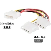 Prige 4 Pin Molex 2Lİ Power Çoklayıcı 2 Çıkış 1 Giriş Supply Kasa Power Kablo - 1