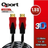 Qport q-hdmı1.5 Hdmi To Hdmi 1.5 M 1.4 3D Altın Uçlu Kablo Q Hdmi1.5 Q Hdmi - 1