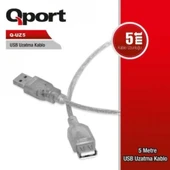 QPORT Q-UZ5 5M USB UZATMA KABLOSU FİLTRELİ 2.0 5 METRE USB UZATMA KABLO - 1
