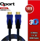 QPORT Q-HDMI10 10 METRE HDMI KABLO 1.4 3D ALTIN UÇLU 10M HDMI KABLO - 1