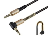Auris Ars-au03 Mikrofonlu Aux Kablo 3.5mm Yaylı Altın Uçlu Siyah - 2