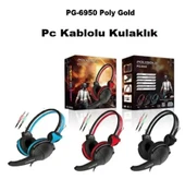 Polygold Pg-6950 Uyumlu Mikrofonlu Bilgisayar Kulaklığı Pg6950 mavi-siyah pc kulaklık - 2