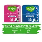 MOLPED MEGA GÜNLÜK PED PAKETİ (HER GÜN FERAHLIK 180'Lİ + İLK&SON GÜN 56'LI) - 1