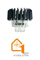 Birsen Aydınlatma Kablosuz Pilli Kristal Taşlı Modern Aplik Serisi - Yatak Odası - Salon - Hol - Mutfak - 4
