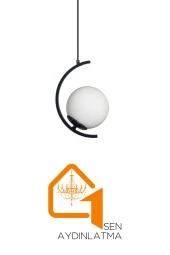 Birsen Aydınlatma Zaman 1'Li Beyaz Hakiki Glop Camlı Lüks Avize - Yatak Odası - Salon - Mutfak - Hol - 4