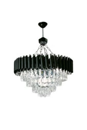 Birsen Aydınlatma Mezun Siyah 55x55 Cm'Lik Modern Kristal Taşlı Lüks Avize - Yatak Odası - Salon - Mutfak - Hol - 2