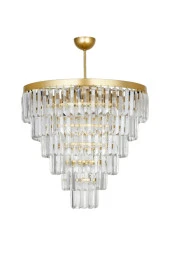 Birsen Aydınlatma Nilsa Gold 50x50 Cm'Lik Kristal Taşlı Lüks Avize - Yatak Odası - Salon - Mutfak - Hol - 2