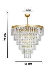Birsen Aydınlatma Nilsa Gold 50x50 Cm'Lik Kristal Taşlı Lüks Avize - Yatak Odası - Salon - Mutfak - Hol - 3