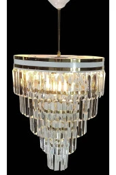 MATMAZEL AKSESUAR AVİZADE MATMAZEL AKSESUAR  ŞERİTLİ BEYAZ GOLD 40 CM LİK KRİSTAL TAŞLI LÜKS AVİZE - 4