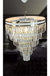 MATMAZEL AKSESUAR AVİZADE MATMAZEL AKSESUAR  ŞERİTLİ BEYAZ GOLD 50 CM LİK KRİSTAL TAŞLI LÜKS AVİZE - 1