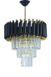 MATMAZEL AKSESUAR Zamira 35 Cm'lik Kristal Taşlı Lüx Avize 3'lü (black Gold) - 4