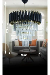 MATMAZEL AKSESUAR Zamira 45 Cm'lik Gold Kristal Taşlı Lüx Avize 4'lü (BLACK GOLD) - 4