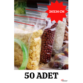 Kilitli Torba 26x36 Cm 50'li Kilitli Buzdolabı Poşeti Şeffaf Naylon Torba Kilitli Saklama Poşeti - 1
