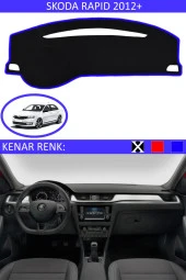 GUERRINO Torpido Koruma Halısı Siyah Kenar Renk Mavi Skoda Rapid 2012+ ile Uyumlu thumbnail 1