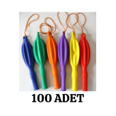 İpli Balon 100'lü Lastikli Zıpzıp Atom Balon Punch Panç Balon Büyük Boy Renkli Balon - 2