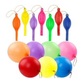 İpli Balon 100'lü Lastikli Zıpzıp Atom Balon Punch Panç Balon Büyük Boy Renkli Balon - 5