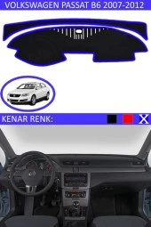 GUERRINO Torpido Koruma Halısı Siyah Kenar Renk Mavi Volkswagen Passat B6 2007-2012 ile Uyumlu thumbnail 1