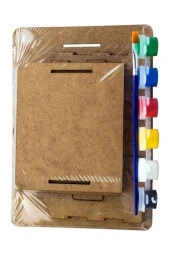 Klasik Ev Boyama Seti Ahşap 1 Paket Mdf Ev Maketi Akrilik Boya ve Resim Fırçası - 2