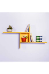 Dekoratif Duvar Rafı - Sarı 100x50x18 cm (GxYxD) - 1