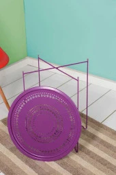Handy Mate Vergo Tepsili Sehpa - Mor 45x52x45 cm (GxYxD) - 3
