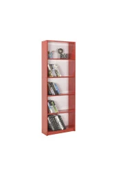 Max 5 Raflı Kitaplık-Parlak Kırmızı 58x170x23 cm (GxYxD) - 2