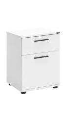 White Çekmeceli Kapaklı Komodin-Mat Beyaz 40x57x41 cm (GxYxD) - 1
