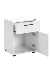 White Çekmeceli Kapaklı Komodin-Mat Beyaz 40x57x41 cm (GxYxD) - 2