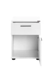 White Çekmeceli Kapaklı Komodin-Mat Beyaz 40x57x41 cm (GxYxD) - 4