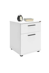 White Çekmeceli Kapaklı Komodin-Mat Beyaz 40x57x41 cm (GxYxD) - 5
