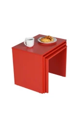Trıple Zigon Sehpa - Kırmızı 55x47x40 cm (GxYxD) - 5