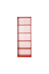 Modern 5 Raflı Kitaplık - Kırmızı 64x182x26 cm (GxYxD) - 3