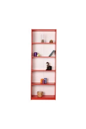 Modern 5 Raflı Kitaplık - Kırmızı 64x182x26 cm (GxYxD) - 4