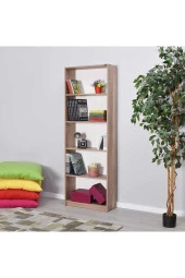 Modern 5 Raflı Kitaplık - Açık Ceviz(Tori) 64x182x26 cm (GxYxD) - 2