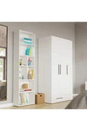 White 8 Bölmeli Kitaplık-Mat Beyaz 55x187x23 cm (GxYxD) - 2