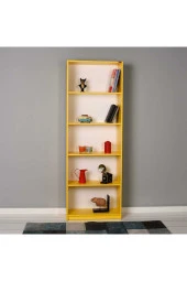 Modern 5 Raflı Kitaplık - Sarı 64x182x26 cm (GxYxD) - 6