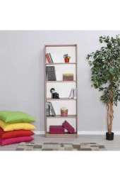 Modern 5 Raflı Kitaplık - Açık Ceviz(Tori) 64x182x26 cm (GxYxD) - 6