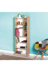 Plus 7 Raflı 10 Bölmeli Kitaplık-Sonoma-Mat Lake Beyaz 63x175x26 cm (GxYxD) - 5