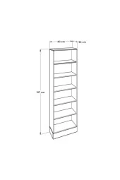 Base 6 Raflı Kitaplık -İtalyan Meşe-Mat Beyaz 60x197x26 cm (GxYxD) - 3
