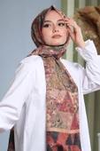 Afvente Paisley Desen Kahverengi Pamuk Şal thumbnail 1