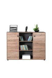 Newyork 3 Raflı 2 Kilitli Kapaklı Kitaplık-Latte 150x110x34 cm (GxYxD) thumbnail 3