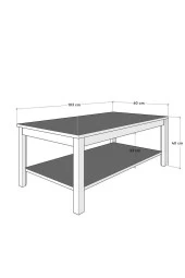 Rustik Dikdörtgen Orta Sehpa-Mat Beyaz 103x40x60 cm (GxYxD) - 3