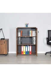Rio 3 Raflı Kapaklı Kitaplık-Koyu Ceviz(Oslo Ceviz) 72x109x34 cm (GxYxD) - 7