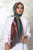 Afvente Dalgalı Desen Çok Renkli Pamuk Şal - 3