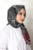 Afvente Mermer Desen Bordo Pamuk Şal - 4