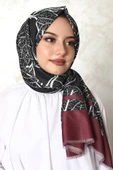 Afvente Mermer Desen Bordo Pamuk Şal - 3