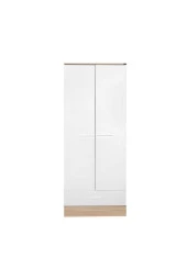 Base 2 Kapaklı Tek Çekmeceli Gardırop-İtalyan Meşe-Mat Beyaz 80x198x52 cm (GxYxD) - 1