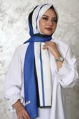 Afvente Zebra Desen Mavi Pamuk Şal - 3