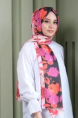 Afvente Çiçek Desen Pembe Pamuk Şal thumbnail 1